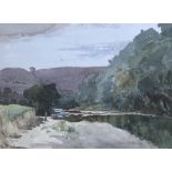 Leonard Barnish (1884-1975), watercolour, Mountainous River landscape, signed and dated 1952, 27 x