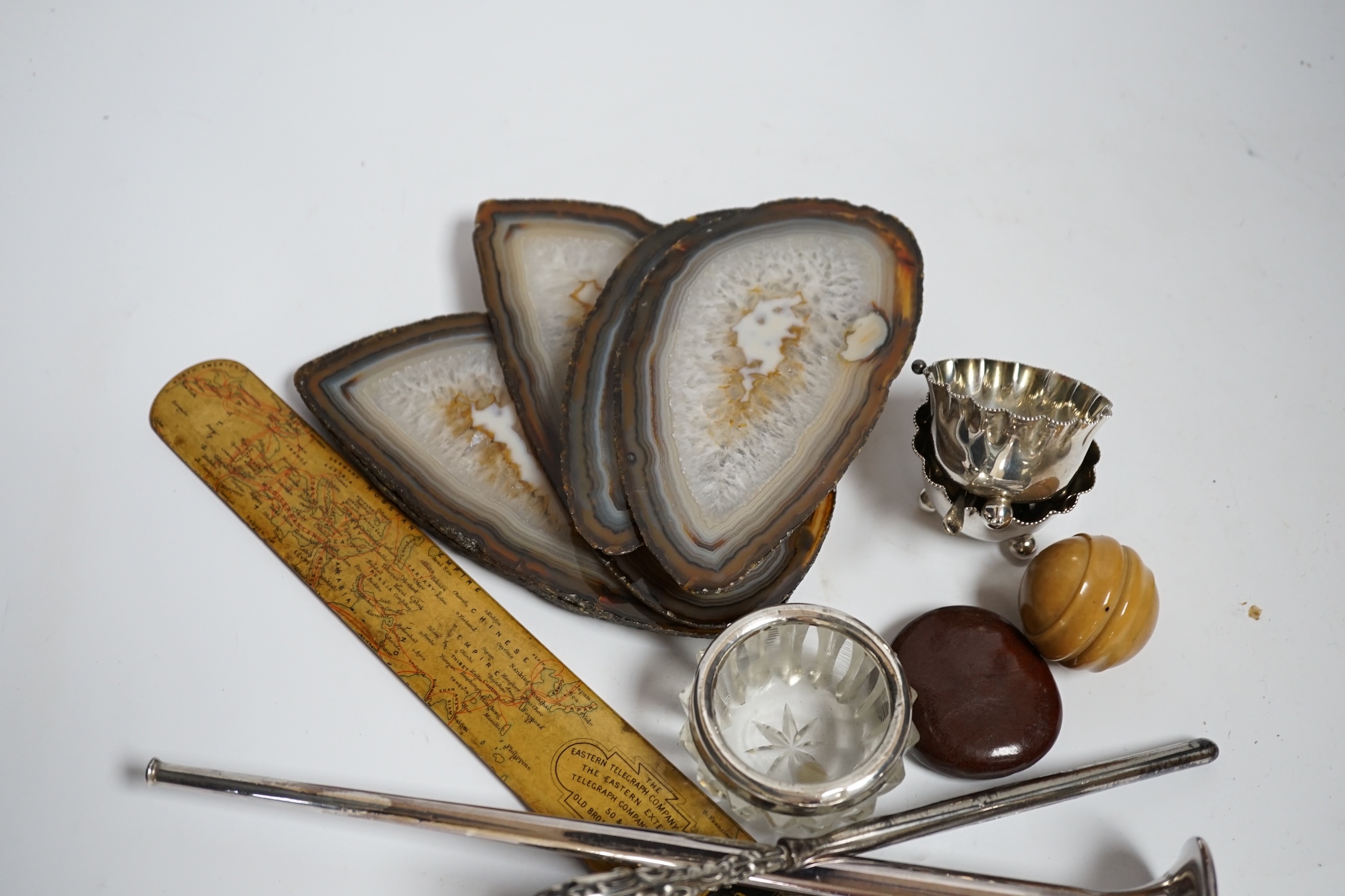 A treen, 1890 the Eastern telegraph company European map letter opener and mixed collectables - Image 3 of 8