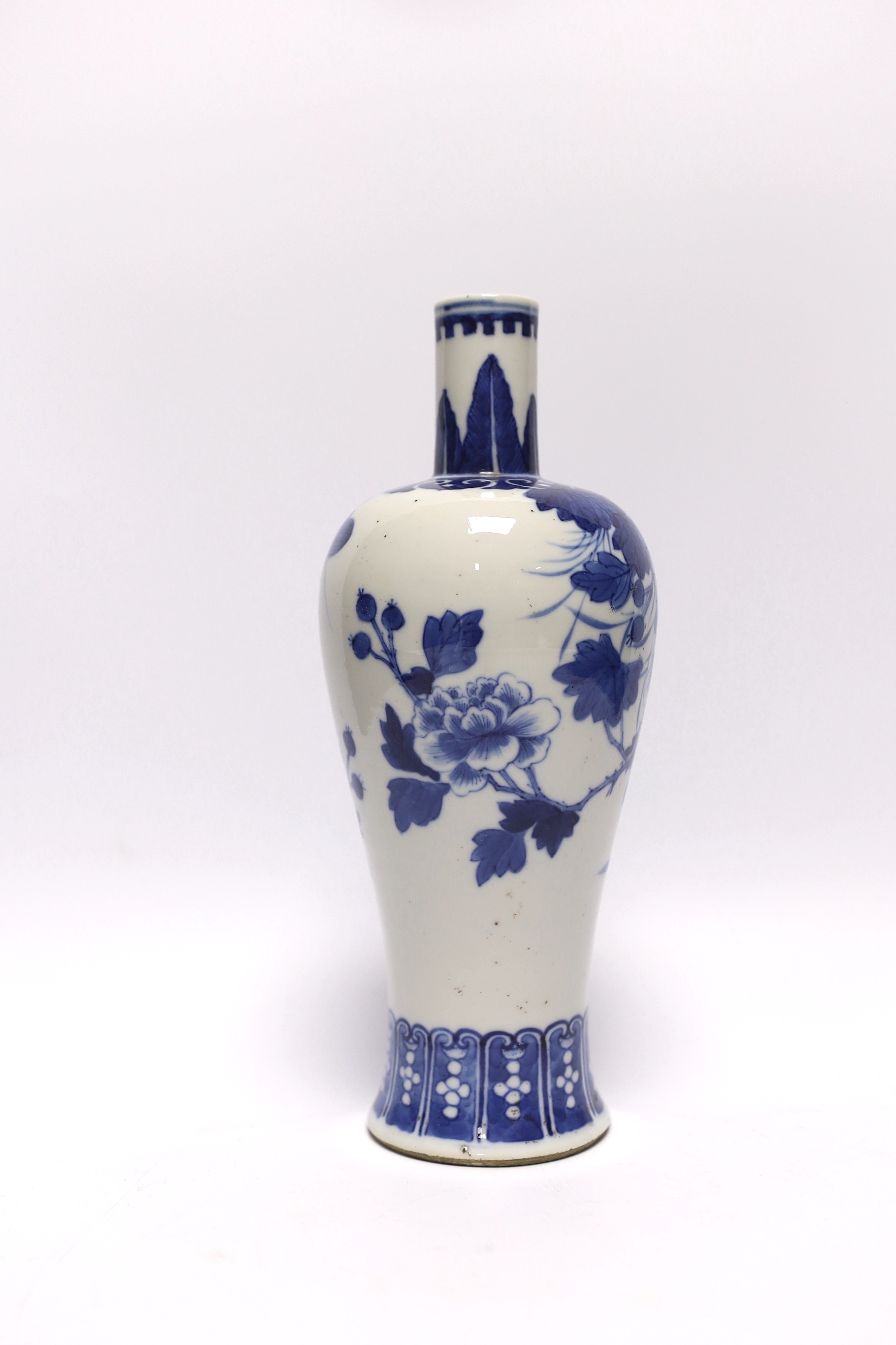 An early 20th century Chinese blue and white vase, apocryphal Kangxi mark 25.5cm - Image 2 of 4