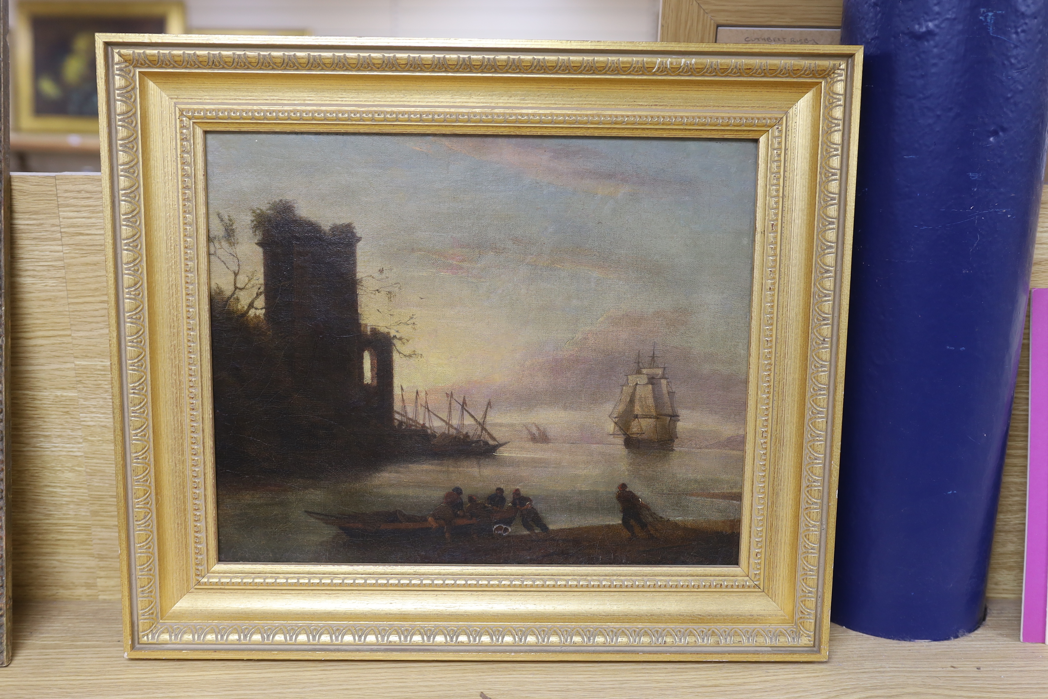 Late 19th / early 20th century, Dutch School, oil on canvas, Estuary scene with boats, unsigned, - Image 2 of 2