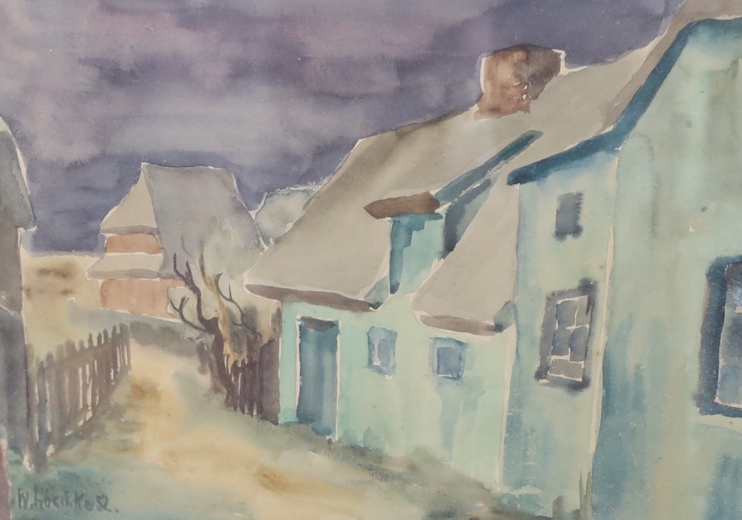 W Loschke, pair of watercolours, Street scenes, each signed and dated ‘52, 27 x 38cm - Image 3 of 3