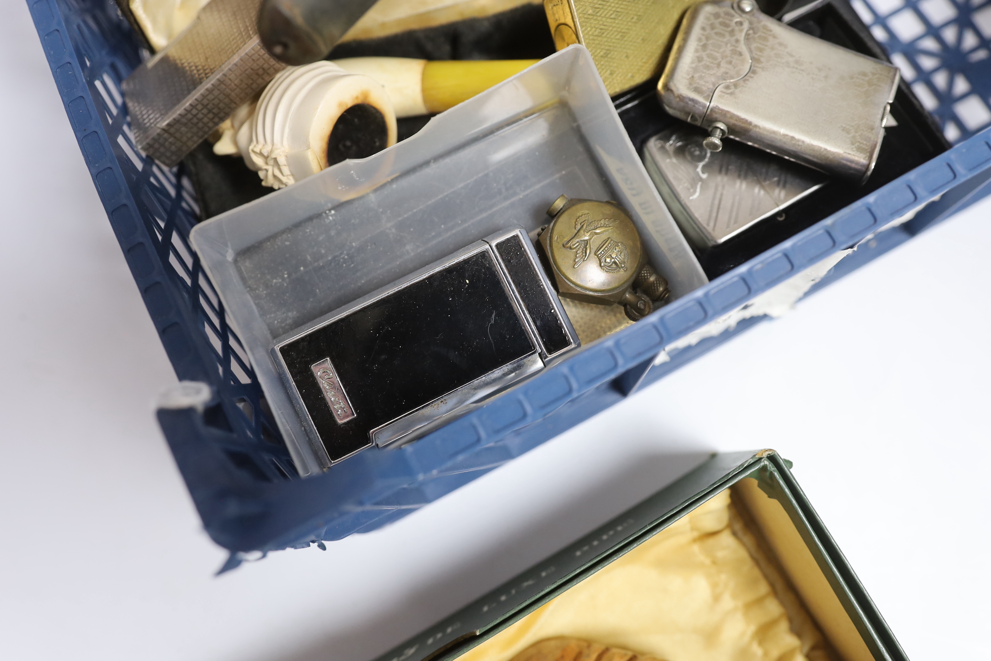 Sundry items and collectables including Dunhill and DuPont lighters, pipes with silver banding, - Image 3 of 4