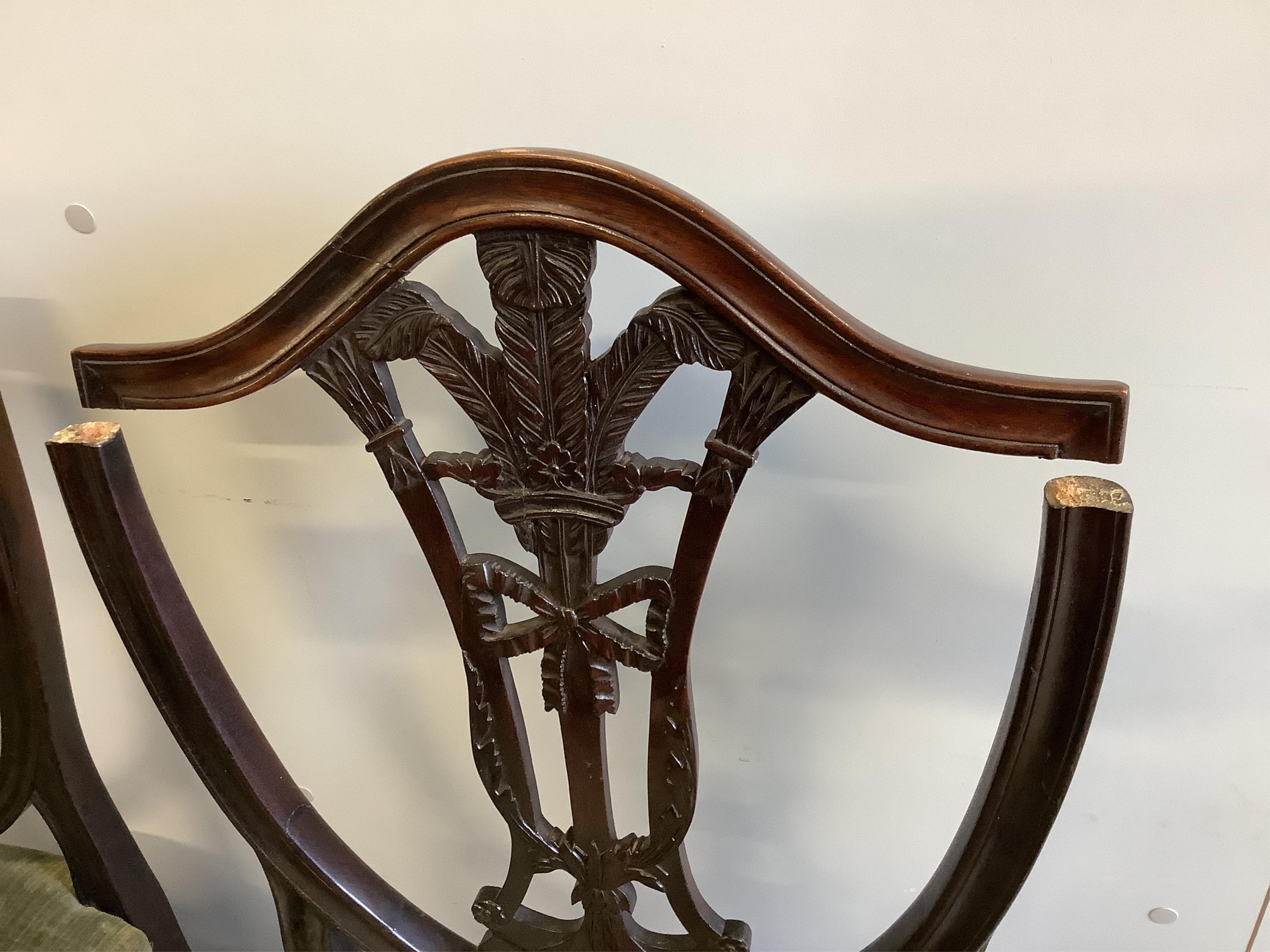 Two Hepplewhite period mahogany dining chairs, a 19th century Sheraton design elbow chair, a pair of - Image 2 of 3