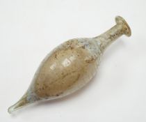 A Roman glass unguentarium, with trailed decoration, 14cm