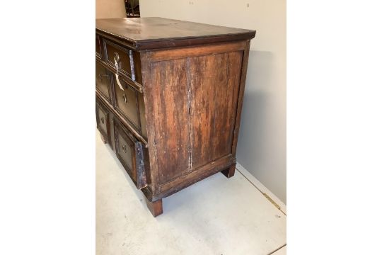 A small 18th century oak three drawer chest, width 89cm, depth 54cm, height 80cm. Condition - fair - Image 3 of 3