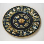 A late 19th century Schulz Blansko majolica relief wall plate, 36cm in diameter. Condition - good