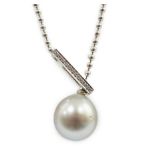 A modern Boodles & Dunthorne 18ct white gold, single stone Tahitian cultured pearl and diamond