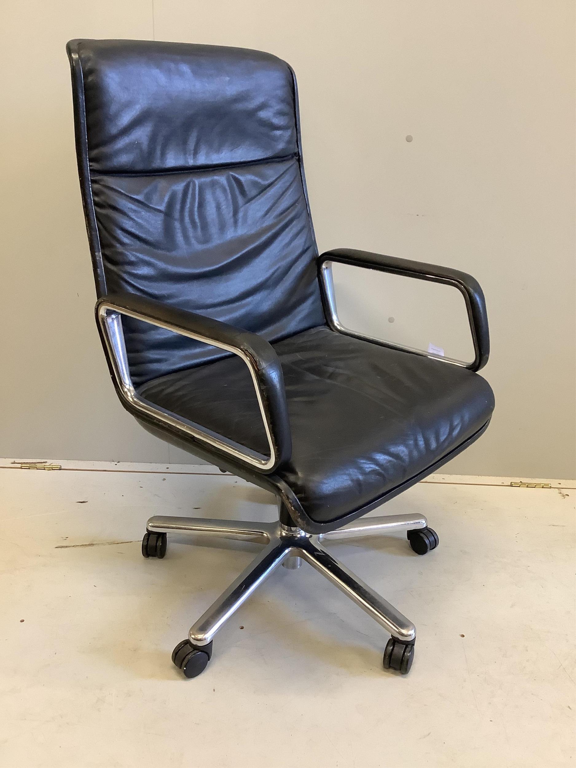 A Wilkhahn Delta 'Mastermind' desk chair, width 64cm, depth 50cm, height 105cm. Condition - fair