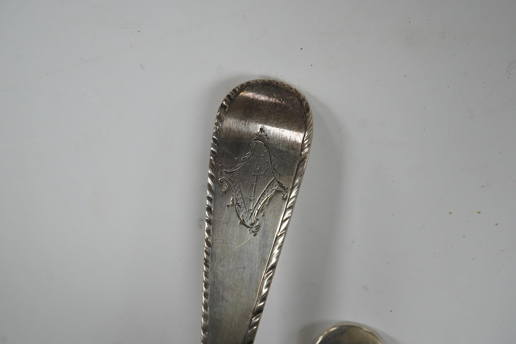 An early George III silver Old English feather edge pattern soup ladle, George Baskerville, - Image 4 of 7