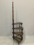 A set of mahogany library steps. Condition - faded and scuffed