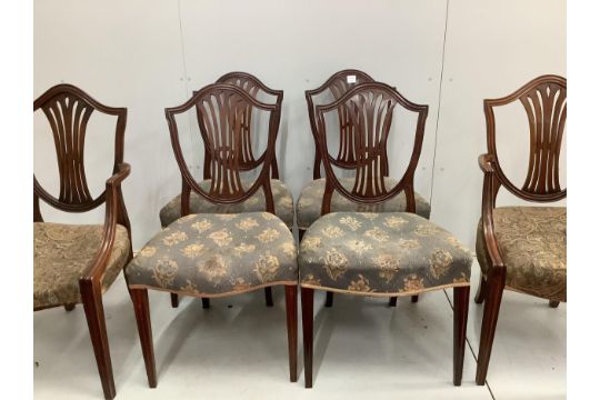 A set of six George III and later mahogany dining chairs, two with arms. Condition - fair - Image 2 of 2