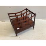 A Regency style mahogany three division Canterbury, width 48cm, depth 36cm, height 46cm. Condition -