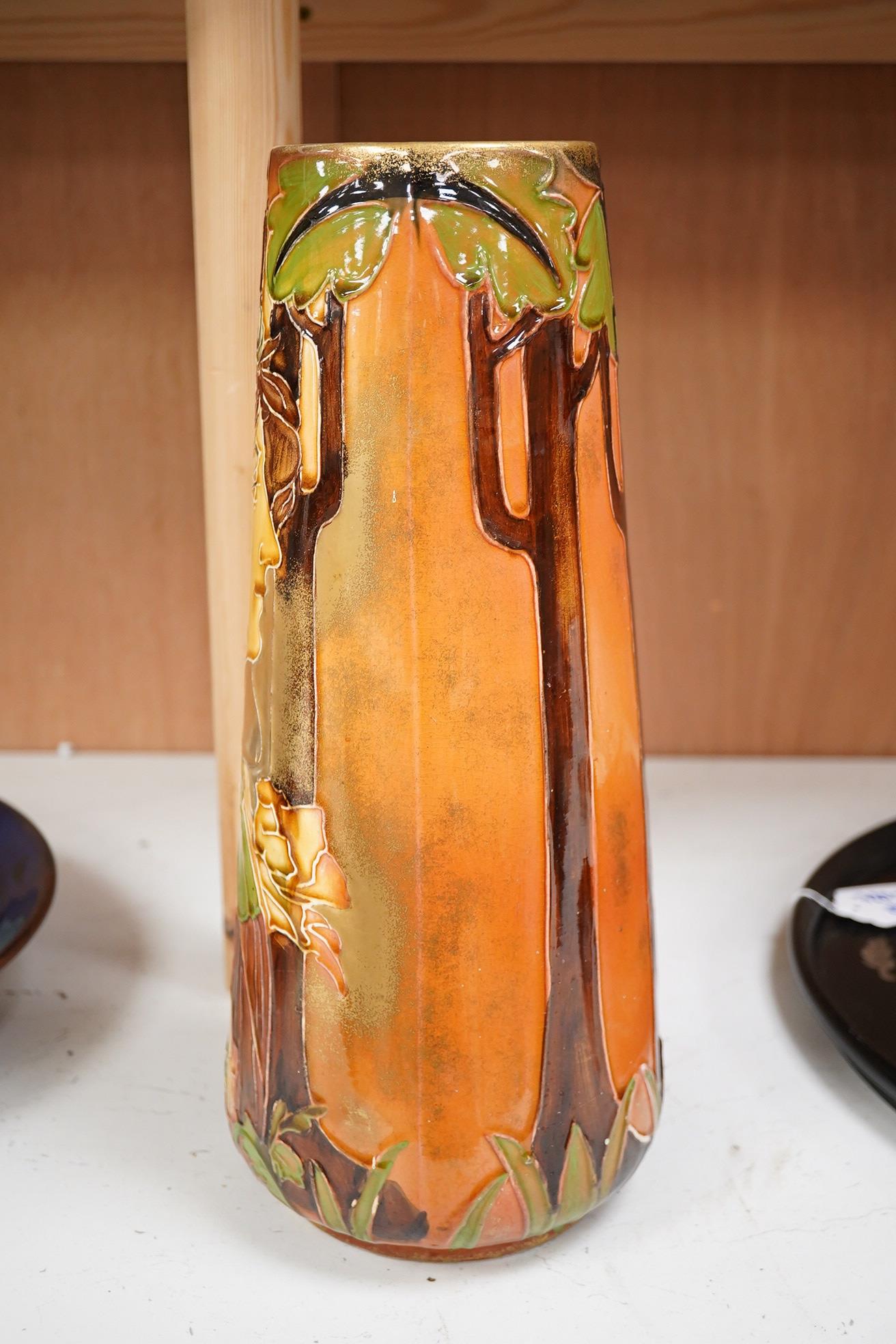 A Continental Art Nouveau tube lined ‘maiden’ vase, 36cm high. Condition - fair - Image 3 of 6