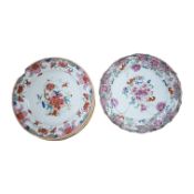 A set of five Chinese porcelain famille rose dishes, diameter 22.5cm, and three others (8).