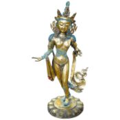 A Tibetan brass model of Goddess Tara, inscription to base reads ‘Ming Dynasty Yongle year’, 53cm.