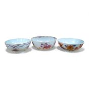 Three late 18th century Chinese porcelain bowls, largest 28.5cm diameter. Condition - poor