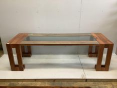 DFP Design, a solid American walnut and glass dining table, width 240cm, depth 83cm, height 73cm,