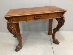 A Victorian golden oak serving table with frieze drawer, width 125cm, height 92cm. Condition -