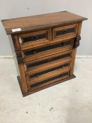 A 19th century Continental miniature chest of six drawers, width 45cm, height 46cm. Condition - a