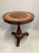 An early 19th century Continental rosewood, walnut and satinwood centre table, with parquetry top,