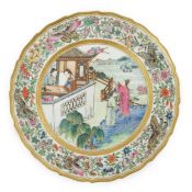 A fine Chinese famille rose ‘Romance of the Western Chamber’ dish, Jiaqing-Daoguang period, superbly