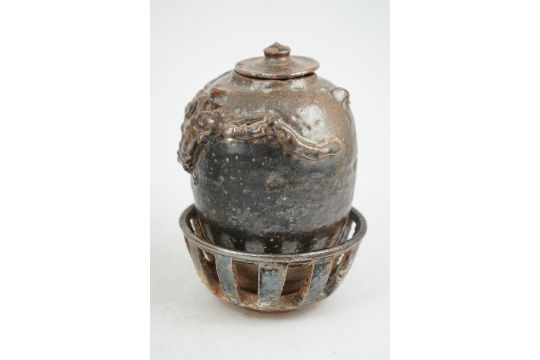 A Chinese Song Dynasty stoneware jar with rare stand and cover, Song Dynasty (AD 960-1279), the - Image 3 of 5