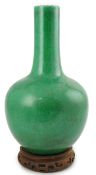 A Chinese green crackle glazed bottle vase, 19th century, with white crackle glazed base, 41.5cm