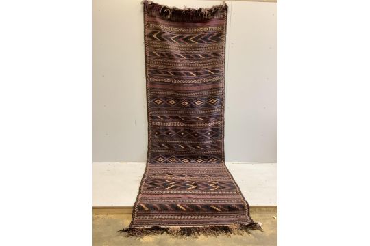 A Kilim flat weave runner, 370 x 120cm. Condition - fair - Image 1 of 2