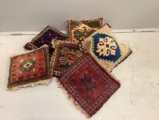 Six Turkish cushions/covers, largest 38 x 34cm. Condition - fair