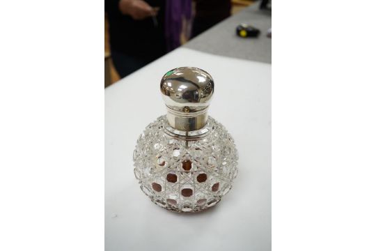 A large Victorian silver mounted cut glass scent bottle, marks rubbed, height 17cm. Condition - - Image 2 of 5