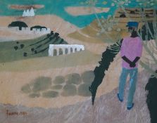 § § Mary Fedden OBE R.A. PPRWA (English, 1915-2012) ‘J.T. on Holiday’watercolour on tissue