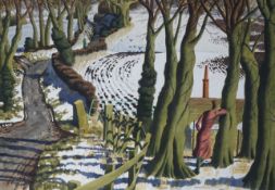 § § Simon Palmer (English, b.1956) 'Wendy watches, while winter thaws'watercoloursigned and titled34