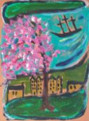 § § Billy Childish (British, b.1959) 'Sailing Away'painted card box22 x 16cm Good untouched