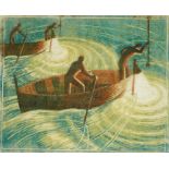 § § Margaret Helen Barnard (British, 1900-1992) Night Fishinglinoleum cut printed in colours on