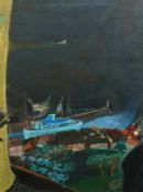§ § Harold Mockford (English, 1932-2023) 'Night Ferry'oil on boardsigned verso, dated Feb '87 and