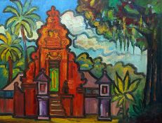 John van der Sterren (Dutch, b.1938) 'Pura Segara Desa Saba, Bali'oil on canvassigned, inscribed