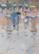 § § Bernard Dunstan R.A.(1920-2017) 'The Campo, Rainy Day',oil on boardinitialled, dated '74 and