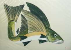 Kenojuak Ashevak CC, RCA (1927-2013) 'Great Big Fish'lithographsigned and number 23/2577 x 107cm
