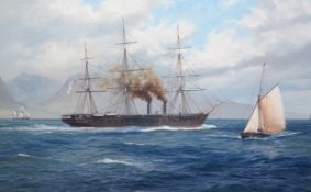 § § John Steven Dews (British, b.1949) HMS Warrior - the first British ironclad (built 1861)oil on