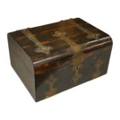 A late 19th century brass bound coromandel box with Betjemann & sons lock, no key, 30cm wide.