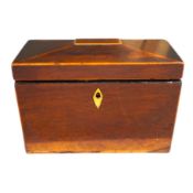 A Regency partridge wood tea caddy, 13cm high. Condition - fair.