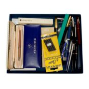 A group of assorted fountain pens; Sheaffer, Waterman, Parker, Long Life and Hoover. Condition -