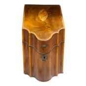 A George III mahogany shell inlaid knife box, converted to a stationery box, 36.5cm high at the