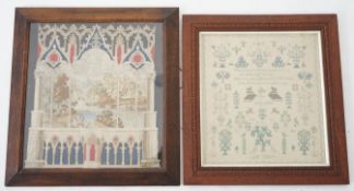 An early 19th century needlework sampler by Ann Mount, with verse, Holy bible, animals and flowering