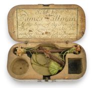 A cased set of late 17th century gold scales labelled for 'James Tallman, At the Sign of the