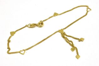 GOLD CHAIN BRACELET In 14ct gold, 17cm long x 1.2mm wide, fine curb link chain alternating with