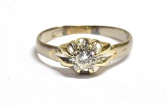 18CT WHITE GOLD DIAMOND SOLITAIRE With a belcher claw set round brilliant cut diamond, estimated 0.