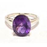 TJC AMETHYST COCKTAIL RING The amethyst measuring approx 11 x 9mm on a white metal band stamped