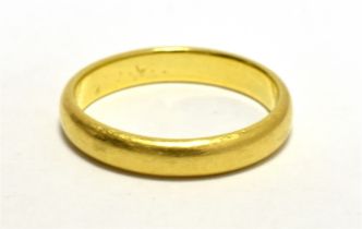 A 22CT GOLD BAND RING. Hallmarked Birmingham, date letter C, Ring size R, weight 5.5g approx