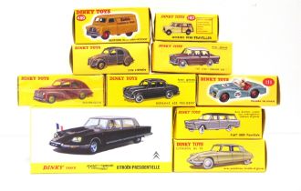 TEN ATLAS DINKY (RE-ISSUE) DIECAST MODEL VEHICLES comprising a No.1435, Citroen Presidentielle; No.